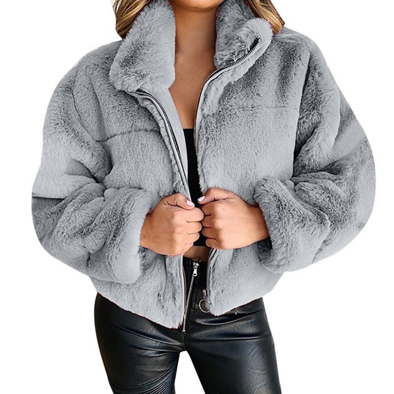 Plus siza 2021 New arrivals long sleeve winter cropped jackets for womens zipper up fox fur coat women jackets and coats
