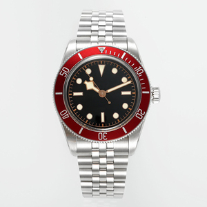 ZF Stainless Steel Men's Sport Watch <b>Red</b> Bezel Black Dial Luminous Hands Mechanical Automatic 40mm Sapphire Crystal <b>Bracelet</b> - Product Image 1