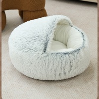 Lit pour chat en velours de laine de luxe Petopia, semi-fermé, moelleux et chaud, forme classique, grotte pour animaux de compagnie d'intérieur, lavable