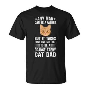 T-shirt Orange Tabby Cat Dad pour les propriétaires de chats, chemise noire pour hommes - Product Image 1