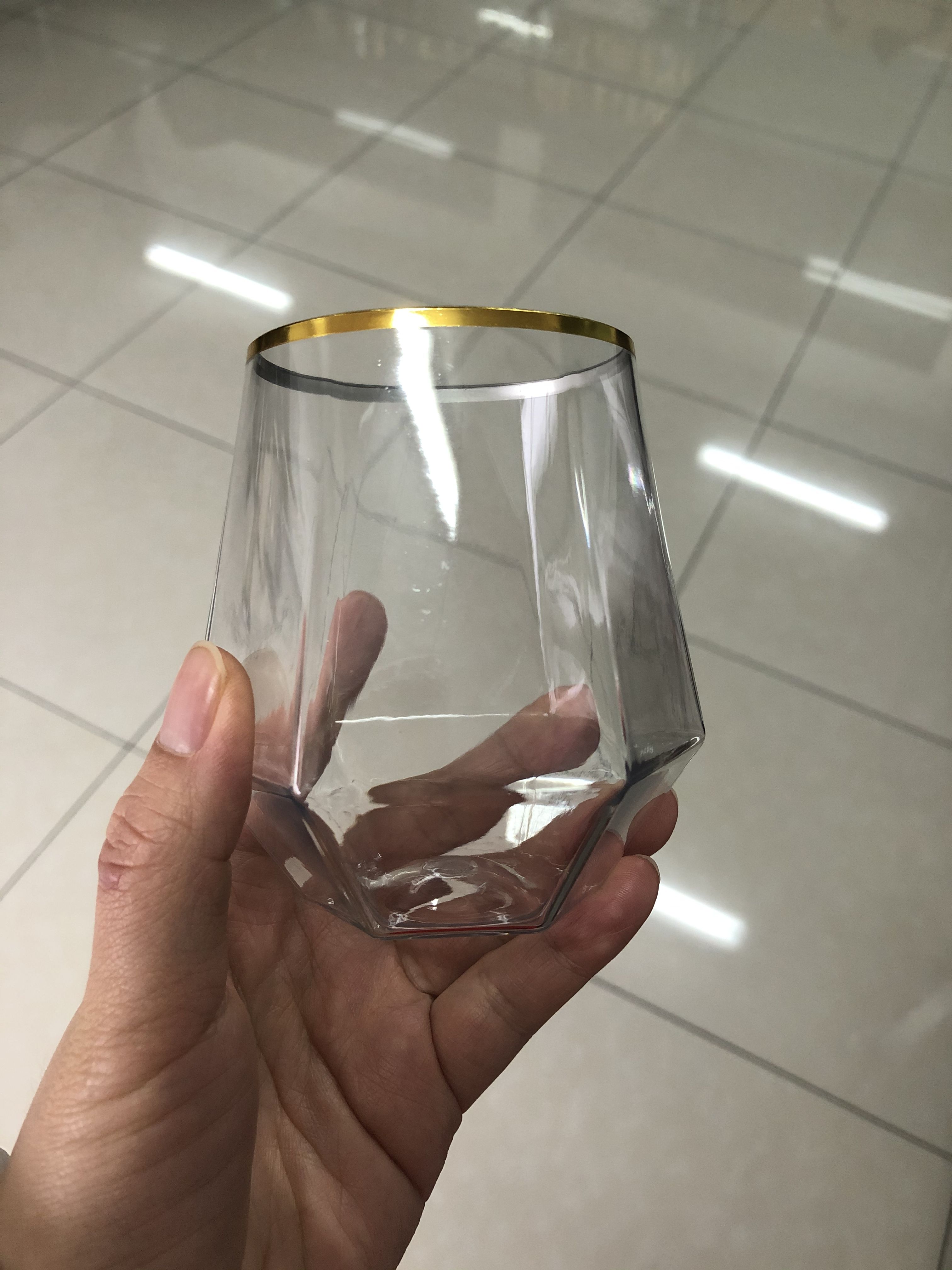 Clear with gold rim