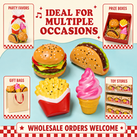 Jouets anti-stress souples en forme de fast-food (burger, frites, crème glacée) pour la vente en gros, avec boîte de présentation