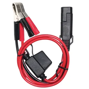 Electrical Cable Sae Y-Cable Alligator Crocodile Clip To Black Outlet Motorcycle 12V Power Socket