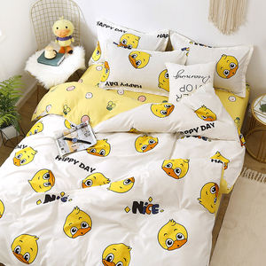 Juego de ropa de cama con estampado de pato amarillo para niños, edredón con dibujos animados, precio barato, 4 Uds. - Product Image 4