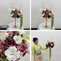 Bola de Flores Artificiales Verde y Morada de 30 cm para Decoración del Hogar, Decoración de Mesa, Boda