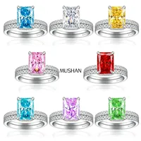 Bague en argent sterling 925 de la marque MuShan, sertie de zircone cubique 7A, triangle, formelle pour elle, plaquée or 18 carats, bijoux fins