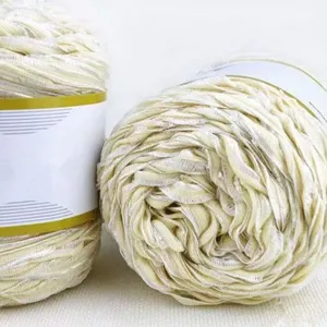 New Style 61% Nylon 39% Rayon Tape Blended Yarn 1.1NM Fancy Yarn For decoration Knitting Sweater.