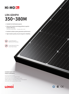 Panel Surya Tier1 <span class=keywords><strong>Hi</strong></span>-<span class=keywords><strong>MO4</strong></span> LR4-60HPH 350-380W Mono PERC untuk Half Cell Bingkai Hitam Siap Kirim Harga Pabrik - Product Image 2