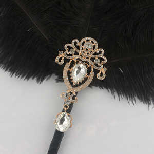 Thiết Kế Mới Crystal Bridal Fan Bouquet Black Đà Điểu Thay Thế <span class=keywords><strong>Feather</strong></span> Fan Cho Lễ Cưới - Product Image 3