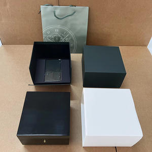 Caja de reloj de madera MDF con logo personalizado, interior de cuero, estuche cuadrado, embalaje exterior de lujo, materiales reciclados, color negro. - Product Image 6