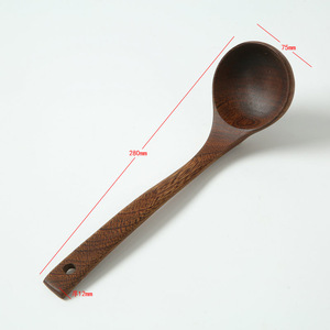 Wooden Soup Ladle Beechwood Long Handle Handmade Serving Spoon For Soup Porridge Hot <b>Pot</b> - Product Image 3