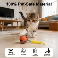 Jouets d'enrichissement pour chats modernes en silicone et PC rechargeables à 2 vitesses, balle interactive semi-automatique pour chats d'intérieur