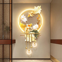 Peinture décorative de salle à manger de luxe légère avec éclairage, toile murale LED décorative pour salon et fond de scène