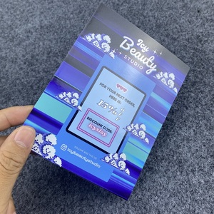 <span class=keywords><strong>Carte</strong></span> de remerciement personnalisée avec impression brillante dégradée bleu-violet, en promotion, pour boutique de cosmétiques - Product Image 3