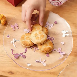 Plato de frutas redondo de vidrio, bandeja para postres, estilo lazo, vajilla para fiestas, 1 unidad - Product Image 4