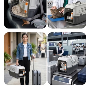 Jaula de Transporte para Mascotas, Cumple con la Normativa <span class=keywords><strong>IATA</strong></span>, Portátil, Rígida, de Polipropileno, para Viajes de Gatos y Perros Pequeños y Medianos - Product Image 6
