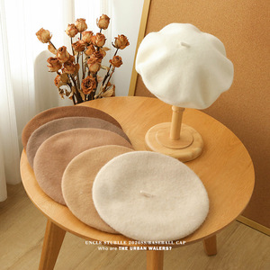 Boina <span class=keywords><strong>de</strong></span> PU para Otoño e Invierno, Estilo Literario Retro, Gorra <span class=keywords><strong>de</strong></span> Pintor con Rayas, Venta al por Mayor - Product Image 1