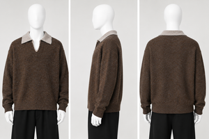 Pull jacquard <span class=keywords><strong>col</strong></span> <span class=keywords><strong>polo</strong></span> personnalisé pour homme, tricot décontracté à manches longues, pull d'hiver anti-boulochage 7gg - Product Image 4