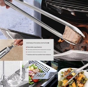 Stainless Steel BBQ <b>Tool</b> Set with Multi-Piece Tongs-Outdoor Camping Heat Resistant Easily Cleaned - Product Image 3