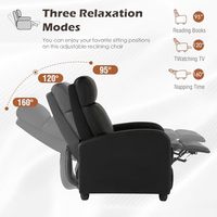 Canapé moderne BestMassage à dossier haut en PU noir, fauteuil inclinable avec soutien lombaire, siège de cinéma maison pliable pour salon et loisirs