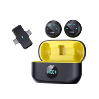 Microphone sans fil double K31 Plug-and-Play Pro jaune 2 en 1 avec réduction du bruit Podcasting portable