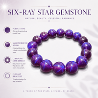 Bracelet tendance unisexe en perles de rubis, gemme violet étoilé certifiée NGTC, idéal pour les occasions spéciales