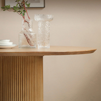 Table Ronde Moderne Simple en Bois Massif de Frêne, Design Nordique, pour Appartement Familial de Petite Taille