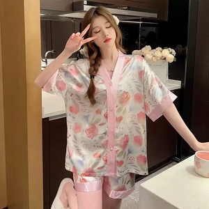 Set pigiama estivo <span class=keywords><strong>da</strong></span> <span class=keywords><strong>donna</strong></span> in raso di seta camicia <span class=keywords><strong>da</strong></span> notte a maniche corte <span class=keywords><strong>abbigliamento</strong></span> per la <span class=keywords><strong>casa</strong></span> <span class=keywords><strong>da</strong></span> <span class=keywords><strong>donna</strong></span> <span class=keywords><strong>abbigliamento</strong></span> <span class=keywords><strong>da</strong></span> notte <span class=keywords><strong>da</strong></span> <span class=keywords><strong>donna</strong></span> - Product Image 3