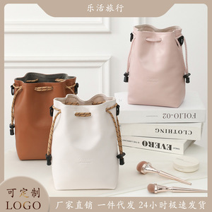 <b>Camera</b> Bag Storage Sleeve For DSLR Mirrorless <b>Camera</b> Brown Leather Drawstring Closure Home Use - Product Image 5