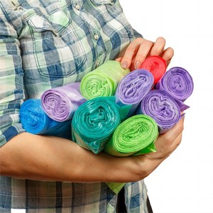 Eco Friendly Custom fodere riciclate compostabili PE grandi profumate su rotolo 13 galloni di plastica colorata coulisse sacco della <span class=keywords><strong>spazzatura</strong></span> - Product Image 2