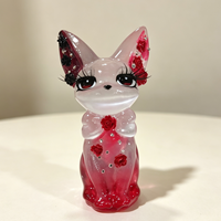 Figurine de renard/chat en sélénite et résine faite à la main, peinte au cristal, 10 cm, pour décoration ou cadeau (vente en gros)
