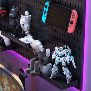 Panneau perforé noir pour salle de jeu: présentoir mural pour écouteurs, décor de bureau pour clavier de souris - Product Image 6