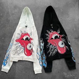 Felpa <span class=keywords><strong>con</strong></span> <span class=keywords><strong>cappuccio</strong></span> da uomo oversize in tessuto waffle <span class=keywords><strong>con</strong></span> zip, stampa DTG, stile streetwear, pesante e di alta qualità - Product Image 1