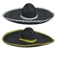 Chapeau mexicain en feutre à bord large, grande taille, pour spectacle d'Halloween, en tissu non tissé, style sombrero mexicain