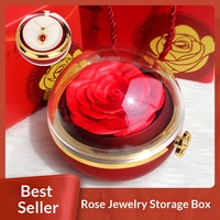 Coffret Cadeau Rotatif Haut de Gamme en Acrylique pour la Saint-Valentin, avec Rose Artificielle, Idéal pour Anniversaire et Cérémonie de Déclaration d'Amour