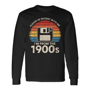 Por favor, ten paciencia conmigo, soy de los años 1900, camiseta de manga larga con diseño de disquete. - Product Image 1