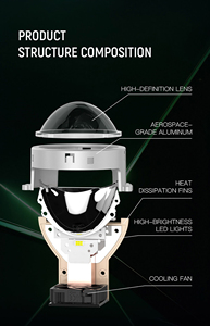 Đèn sương mù/đèn chiếu xa Bi Led Projector Lens 3.0 inch, 5000 <span class=keywords><strong>lux</strong></span>, 6750LX, 3 màu, đèn pha cao thấp cho ô tô - Product Image 6