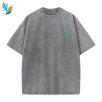 Camisetas Vintage Personalizadas con Logotipo para Hombre, 100% Algodón, Lavado Ácido, Cuello Redondo, Holgadas, Tallas Grandes, Estampado de Personajes
