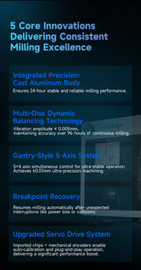 Machine de fraisage dentaire CNC 5 axes Yucera YRC-9 Pro - Machine de fraisage à 16 outils interchangeables pour grand laboratoire dentaire, précision de 0,01 mm - Product Image 5