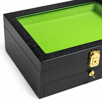 Boîte Cadeau Personnalisée en Bois Noir pour Pièces de Monnaie, avec Fenêtre Transparente, Verrouillable, pour Collection de Médailles, Rangement, Artisanat, Doublure Colorée, Faite à la Main