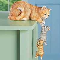 Figurine de collection de chaton Tabby Orange, Figurine de chat peinte à la main, décor de jardin