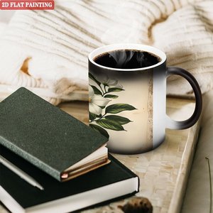 Custom Logo Blank Mug Frosted Black 11oz <b>Ceramic</b> Heat Sensitive <b>Cup</b> - Product Image 3