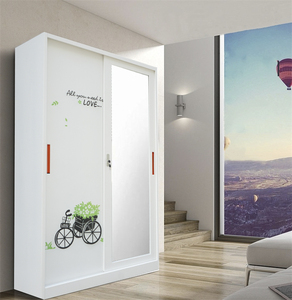 Stahl Armoire à <span class=keywords><strong>vêtements</strong></span> à 2 portes Almirah Design Fer Szafa avec garderobe Meubles de chambre à coucher <span class=keywords><strong>Vêtements</strong></span> suspendus Lemari Pakaian - Product Image 2
