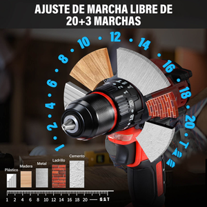 Trapano a percussione 16.8V 1.5Ah Brushless Rosso Nero a velocità variabile, utensile professionale per la lavorazione del legno - Product Image 6