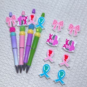 Abalorios de silicona para la concienciación sobre el cáncer de mama, formas mixtas, lazo de cinta rosa y azul para la fabricación de joyas - Product Image 5