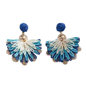<span class=keywords><strong>Boucles</strong></span> <span class=keywords><strong>d</strong></span>'<span class=keywords><strong>oreilles</strong></span> pendantes en raphia tressé à la main, style ethnique, fleurs colorées, haut de gamme, bohème, pour femme, idéales pour les voyages et la photographie de vacances - Product Image 3