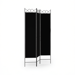 Divisorio per Stanza a 3 Pannelli in Tessuto Nero 47.2x78.7 Pieghevole e Mobile Stile Minimalista - Product Image 1
