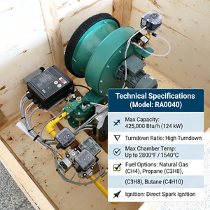 Brûleur industriel multi-combustible Eclipse RA0400 <span class=keywords><strong>avec</strong></span> régulateur de rapport air/<span class=keywords><strong>gaz</strong></span>, pièce de chaudière pour fours et fours industriels - Product Image 3