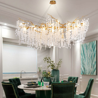 Lámpara de Araña Moderna de Rama de Árbol de Cobre, Iluminación Colgante para Comedor