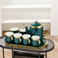 Ensembles de vaisselle en porcelaine de luxe en gros, théières et soucoupes électroplaquées uniques, écologiques pour la maison, l'hôtel et le restaurant